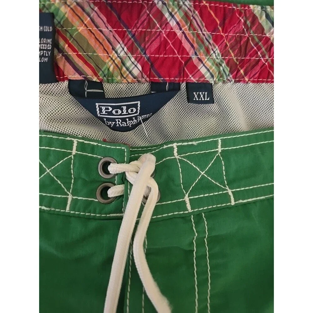 Polo Ralph Lauren Swim Trunks Mens XXL Green Yellow Pony Lined Beach Shorts‎ 2XL